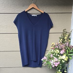 Adolfo Dominguez Navy Oversized Knit Tunic Minimalist XS